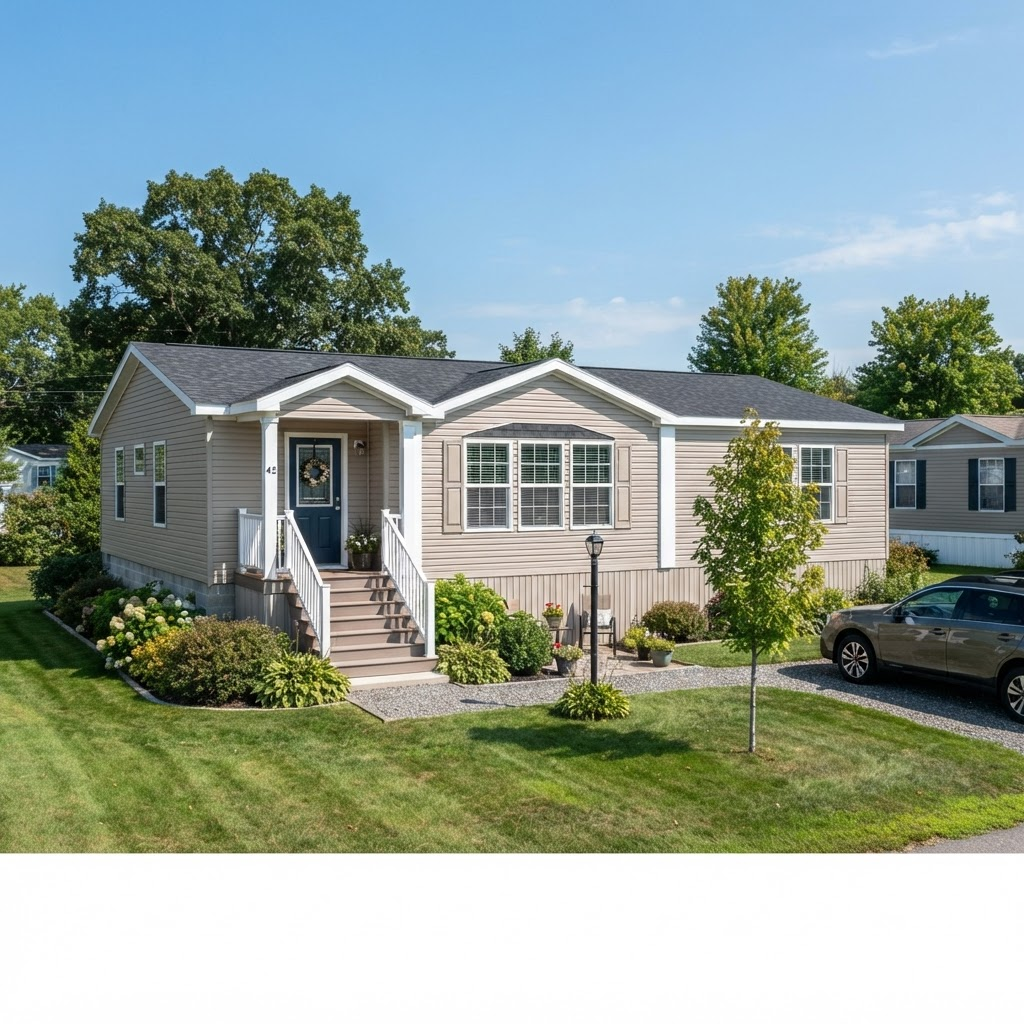 Double-wide manufactured home showing the center marriage line